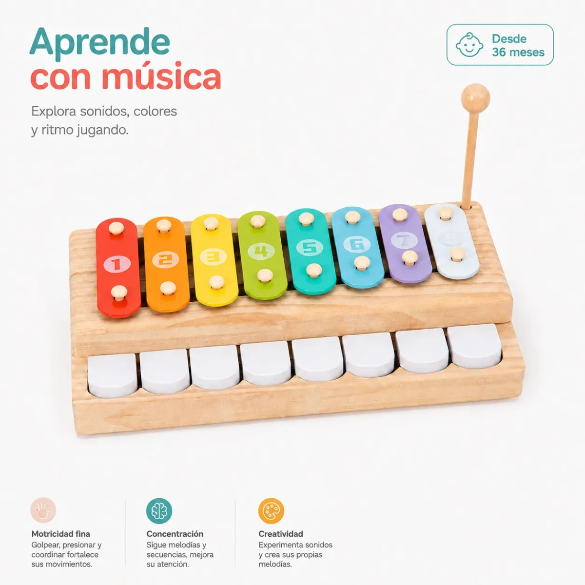 Xilófono Infantil con Teclas de Madera4