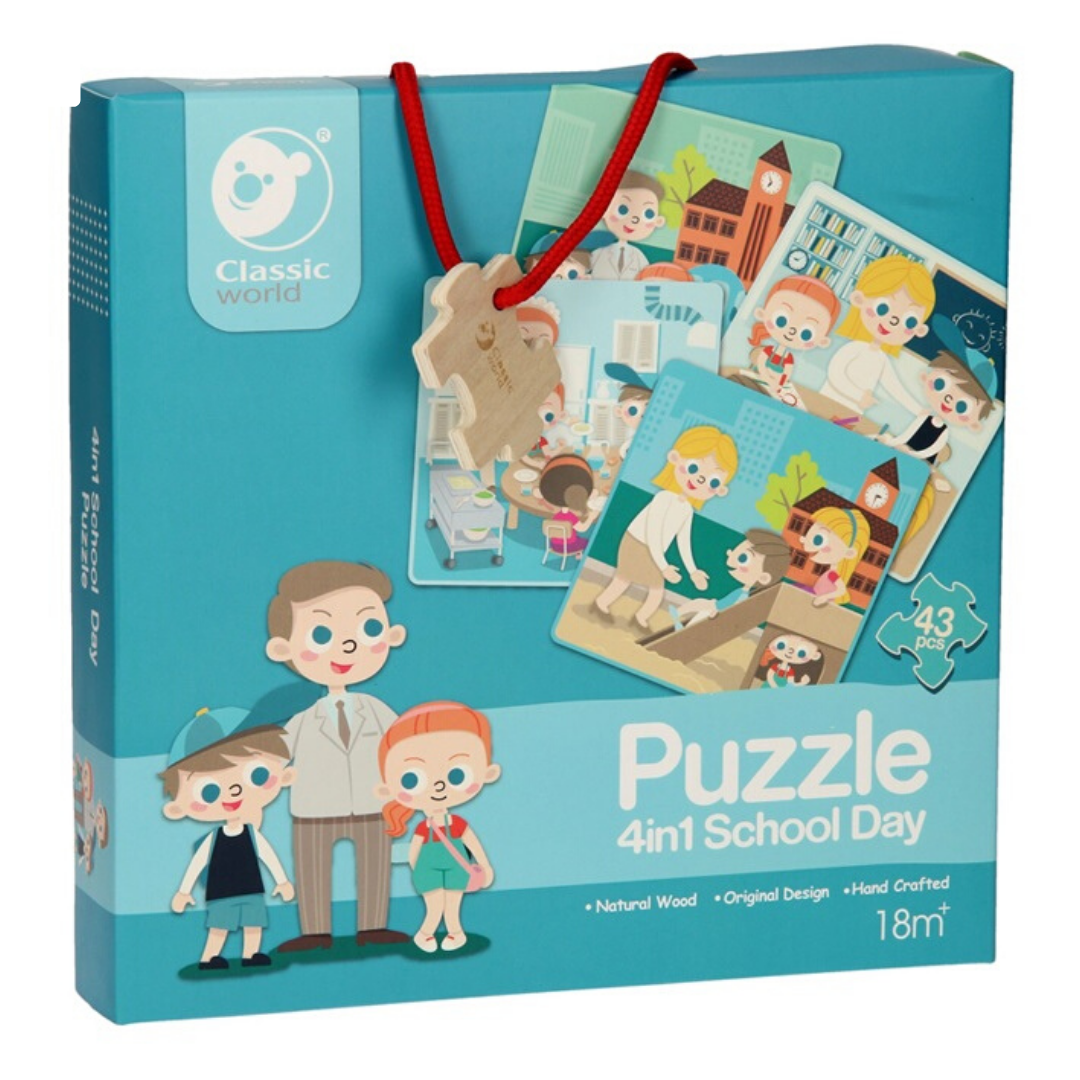 Puzzle 4 en 1 Escolar | Jugueteria Rincón Infantil