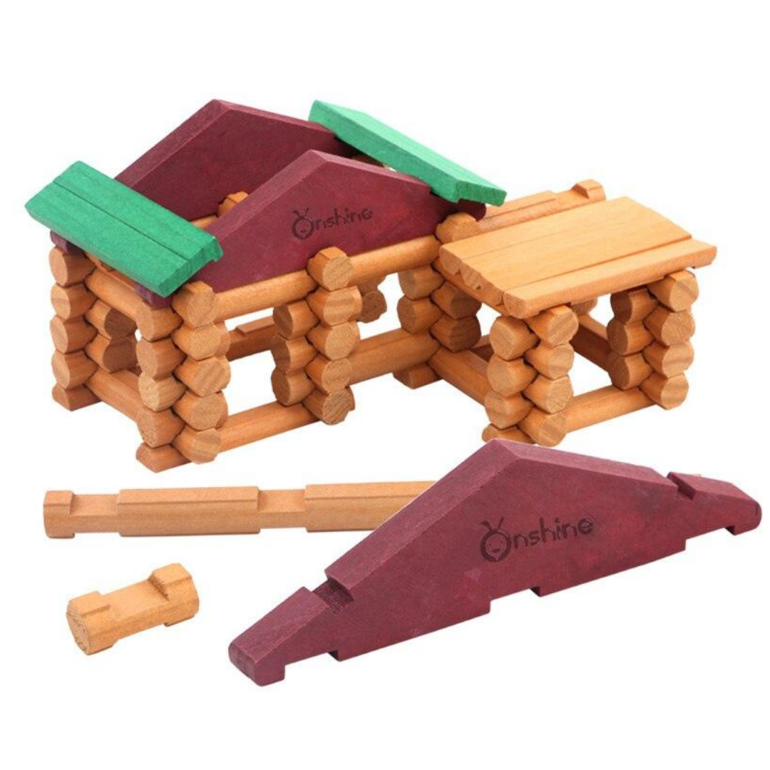 Cabaña armable 90 bloques de madera | Jugueteria Rincón Infantil