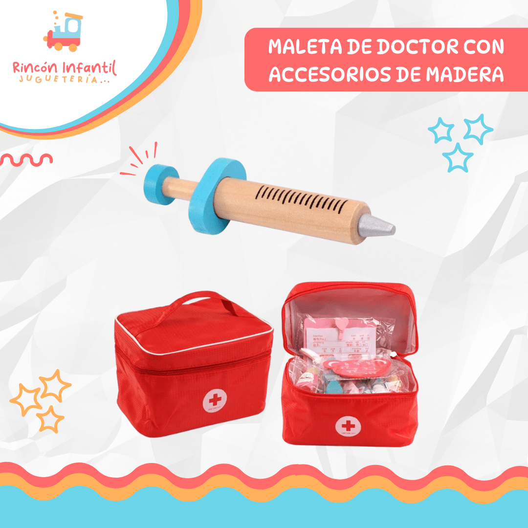Maleta de Doctor con accesorios de Madera Rincon Infantil