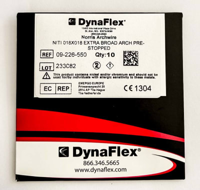 Arco Niti Extra Broad rect. 0,018 x 0,18, 10 ud. con stops incluidos