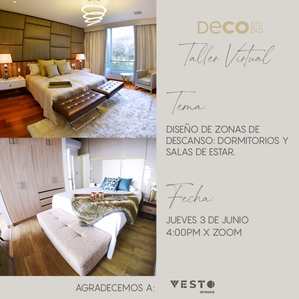 TALLER VIRTUAL DISEÑO DE ZONAS DE DESCANSO DORMITORIOS Y SALAS DE ESTAR