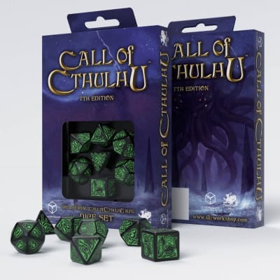 Set D7 Dados Call of Cthulhu 7th Edition - Black & Green