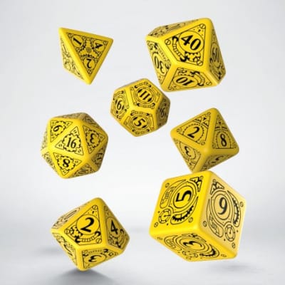 Set D7 Dados Steampunk - Yellow & Black