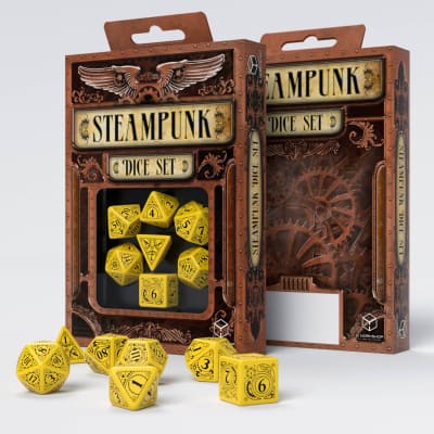 Set D7 Dados Steampunk - Yellow & Black