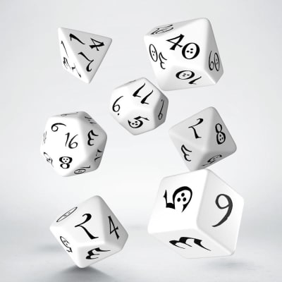 Set D7 Dados Opacos Classic RPG - White & Black