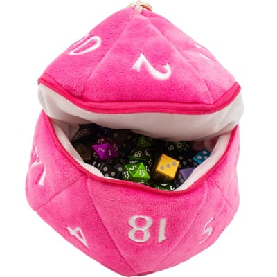Porta Dados Plush: D&D Dado D20 - Rosado