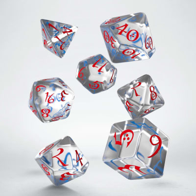 Set D7 Dados Translucent Classic RPG -  Blue & Red