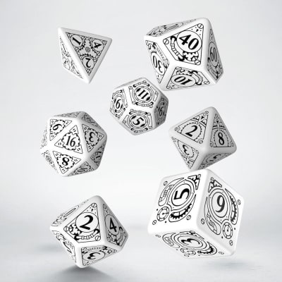 Set D7 Dados Steampunk - White & Black
