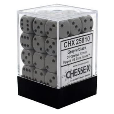 CHX25810 Block de 36 Dados D6 Caras: Opaque - Dark Grey/Black