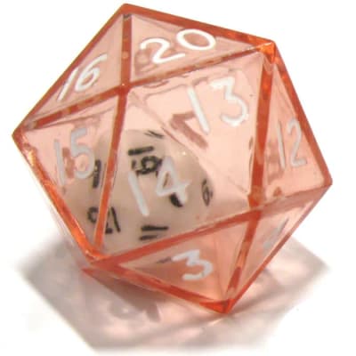 Dado Doble D20 Caras Jumbo: Transparente - Rojo