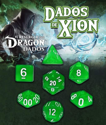 Set D7 Dados de Xion: Verde Zefirira