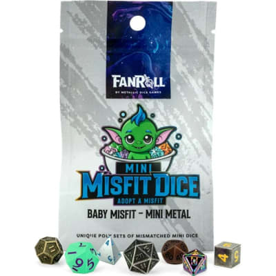 Set D7 Dados: Mini Metal Polyhedral - Mystery Misfit