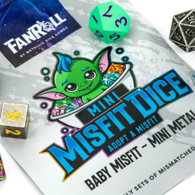 Set D7 Dados: Mini Metal Polyhedral - Mystery Misfit