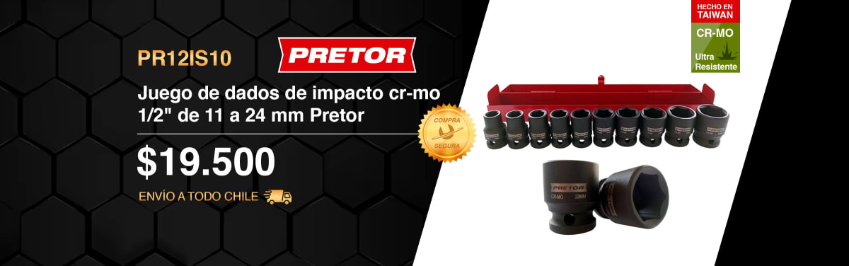 product juego de dados de impacto crmo 1 2 de 11 a 24 mm pretor pr12is10