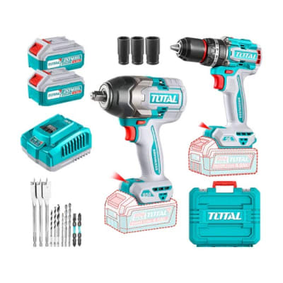 KIT LLAVE IMPACTO 850NM+TALADRO 96NM INALAMB. 20V TOTAL2