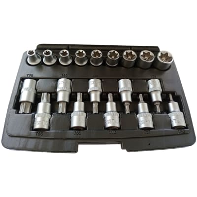 Juego 19 pcs Torx macho T20 - T70 y hembra E10 a E24 PRETOR