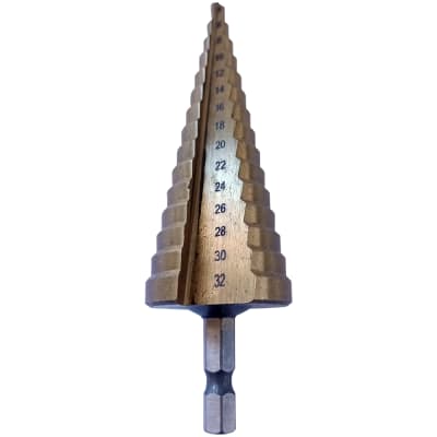 Broca escalonada para acero rápido HSS Con recubrimiento de titanio.