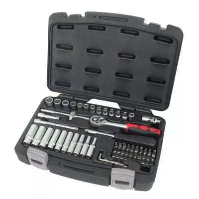Juego de chicharra 1/4 con dados largos, cortos y accesorios 63 pcs