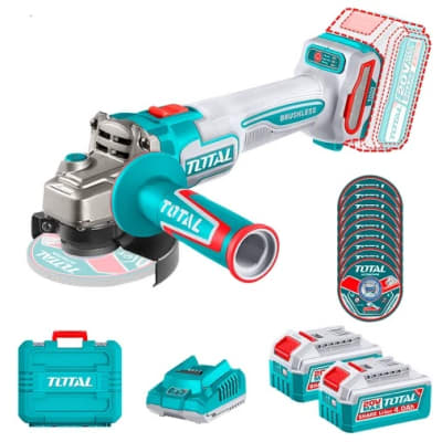 Esmeril Angular Brushless 20V 1000w + Batería y Cargador Total Tools1