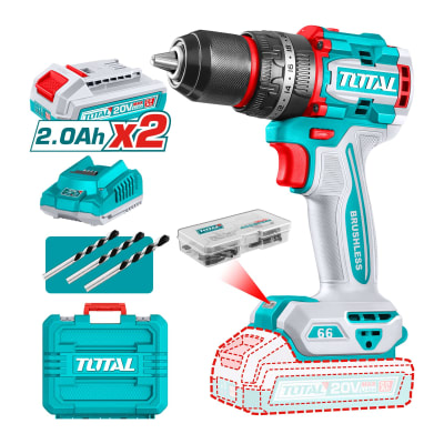 taladro inalambrico de impacto 13mm 20V 66NM TOTAL TIDLI20668