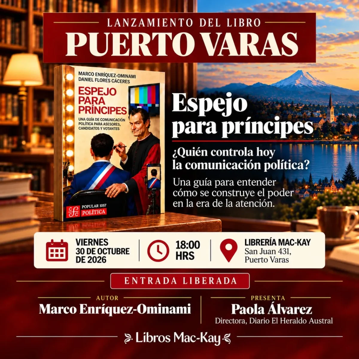 Marco Enríquez-Ominami presenta Espejo para príncipes en Librería Mac-Kay