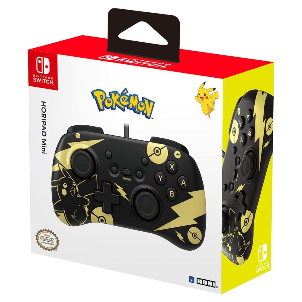 CONTROL MINI ALAMBRICO USB PIKACHU BLACK & GOLD HORI N.SWICH4