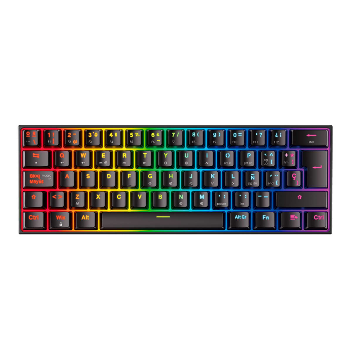 TECLADO FANTECH MAXFIT61 BLACK EDITION ESPAÑOL SWITCH RED 0