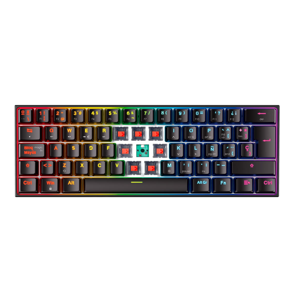 TECLADO FANTECH MAXFIT61 BLACK EDITION ESPAÑOL SWITCH RED3