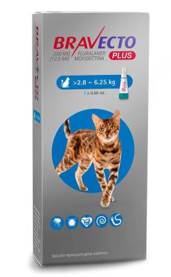Bravecto Plus Gatos 2.8 - 6.25 kg (Pipeta)