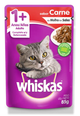 WHISKAS 1+ AÑOS CARNE ADULTO 85 GR.