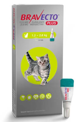Bravecto Plus Gatos 1.2 - 2.8 kg (Pipeta)