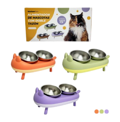 Comedero Doble Diseño Gato 40*20*15.5 cm