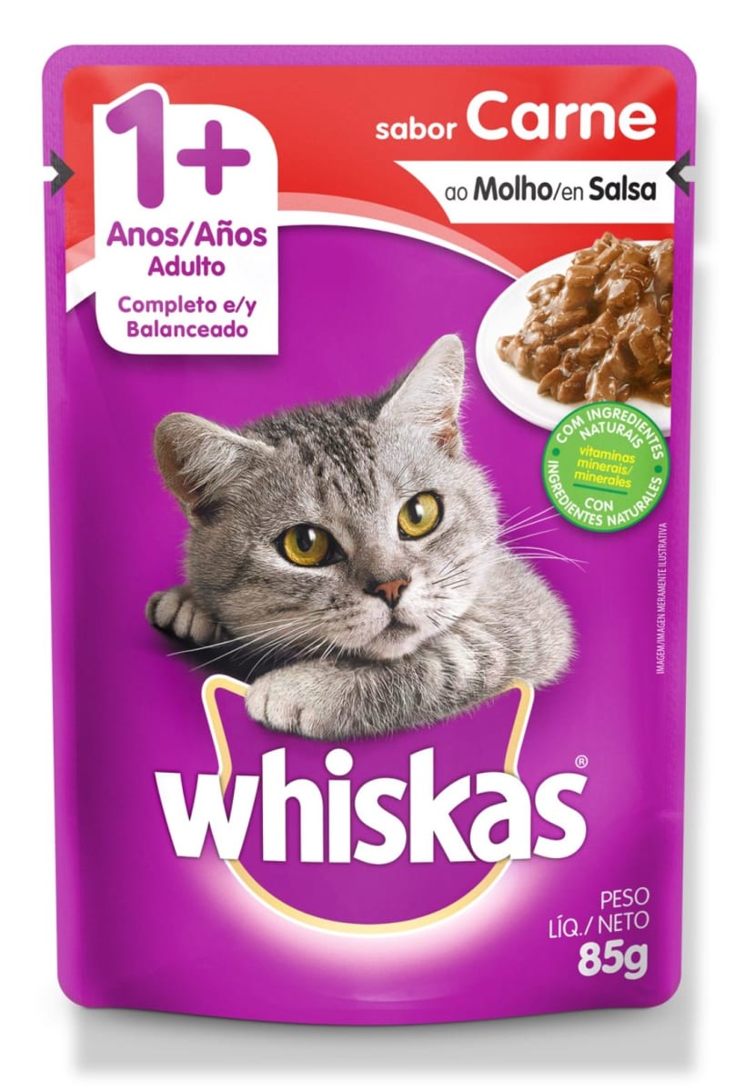 WHISKAS 1+ AÑOS CARNE ADULTO 85 GR.1