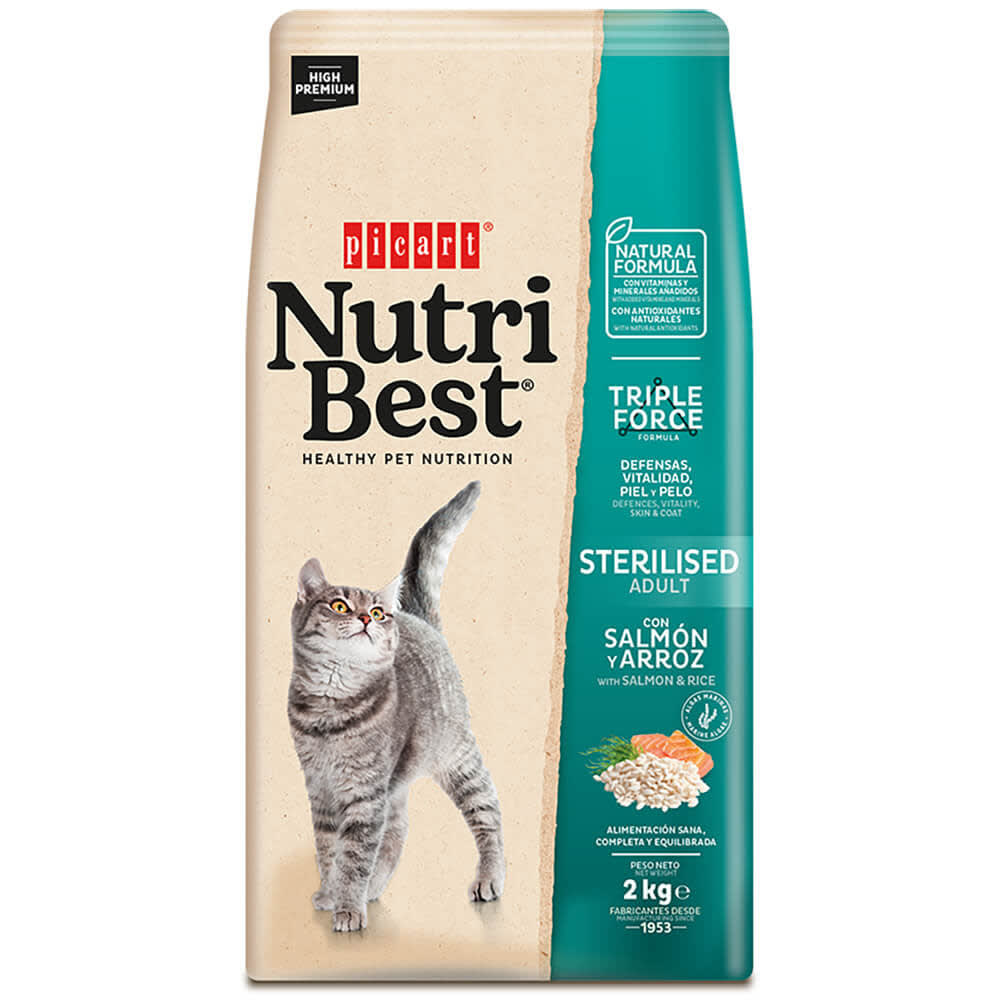 Nutri Best Adulto/Sterilised Salmon/Arroz Gato1