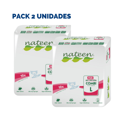 OFERTA - PACK 2 PAQUETES PAÑALES NATEEN COMBI PLUS - Tallas L y M