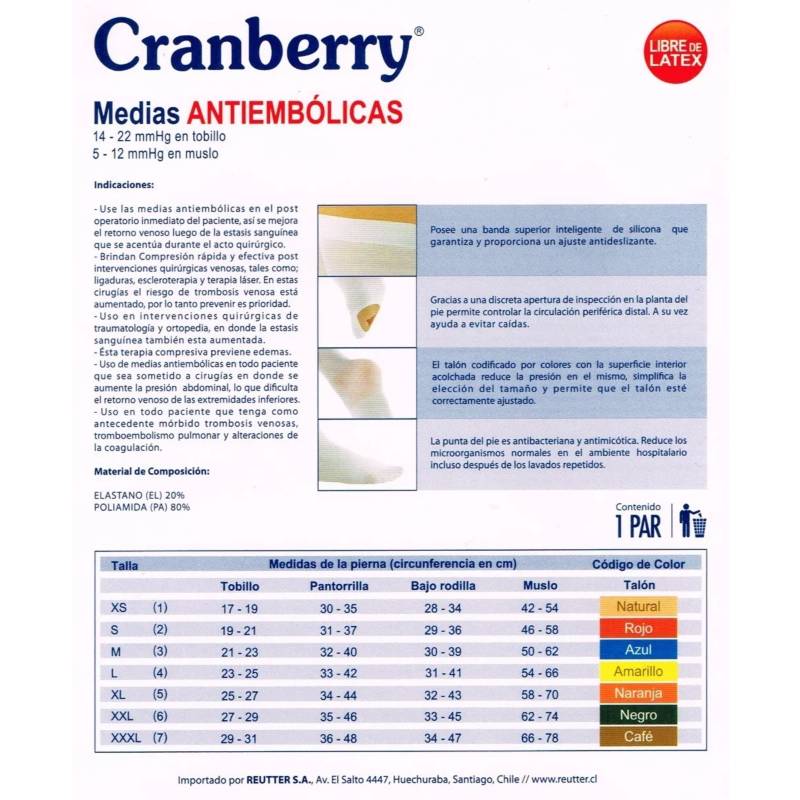 MEDIAS ANTIEMBOLICAS CRANBERRY TALLA XL2