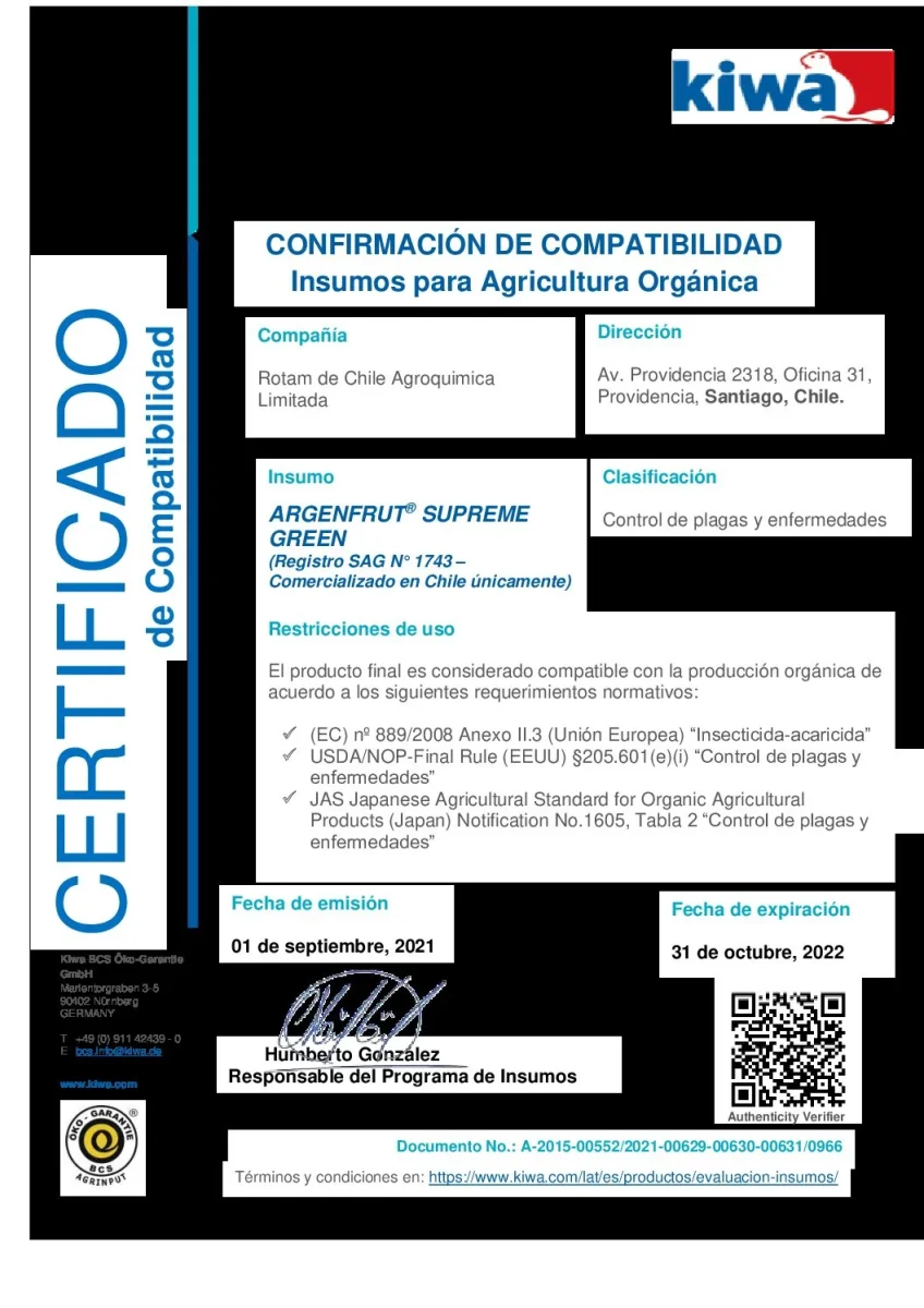 Argenfrut Supreme Aceite parafinico orgánico certificado 1 lt1