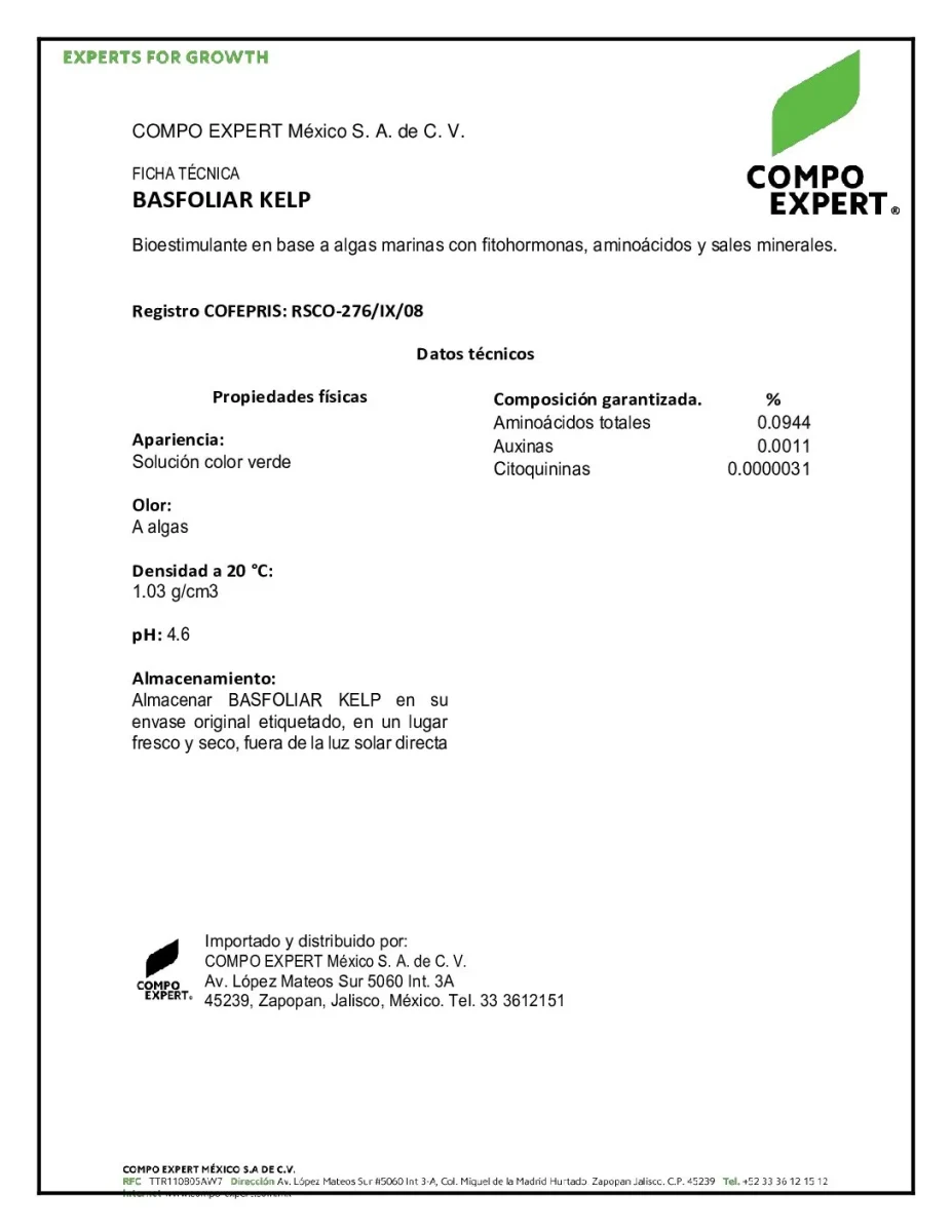 Basfoliar Bioestimulante Kelp SL 1 lt1