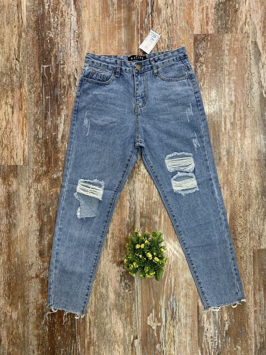 MOM JEANS HOLES | Tienda Malivu