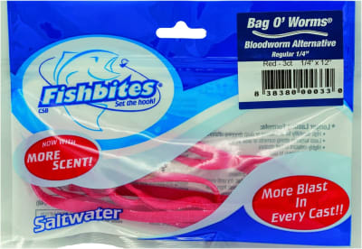 FISHBITES  BLOODWORM 1/4 RED -3CT *12 LONG LASTING
