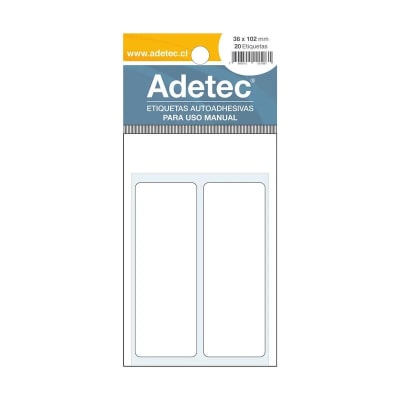 ETIQUETA MANUAL ADETEC - RECTANGULAR BLANCA 36x102 MM