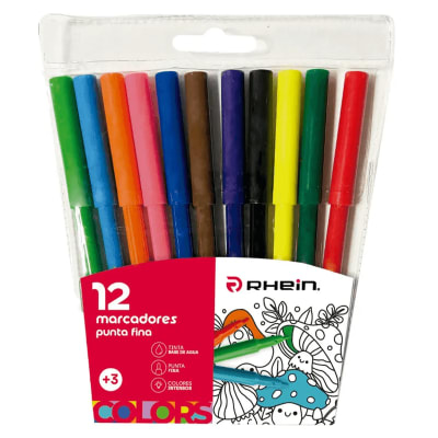 MARCADORES ESCOLAR PUNTA DELGADA 12 COLORES RHEIN1