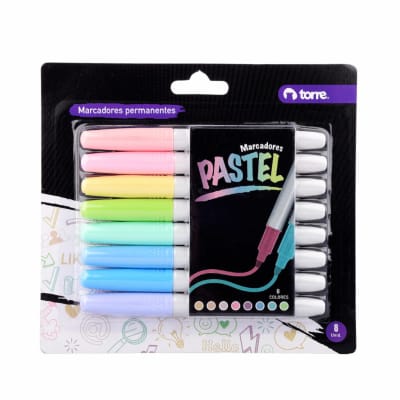 SET MARCADORES PERM. PASTELES 8 COL TORR1
