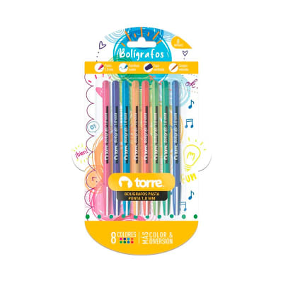 BOLIGRAFO SET 8 BOLÍGRAFOS 1,0 MM COLOR FUN TORRE1