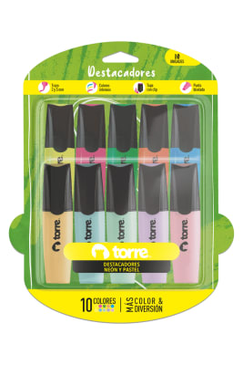 DESTACADORES 5 NEON+5 PASTEL TORRE