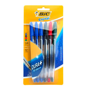 SET 12 BOLÍGRAFO CRISTAL 6AZ/4NEG/1RO/1VE BIC1