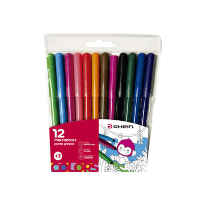 MARCADORES ESCOLAR PUNTA GRUESA 12 COLORES RHEIN