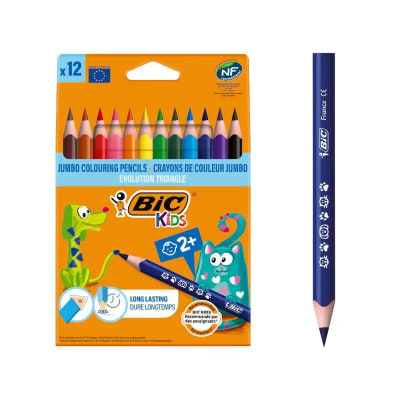 LÁPIZ COLOR JUMBO TRIANGULAR 12 UND BIC
