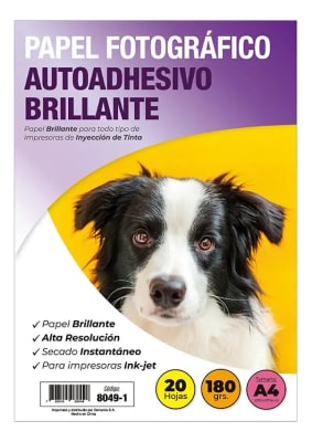 PAPEL FOTOGRAFICO A4 AUTOADHESIVO BRILL 180GR 20H1